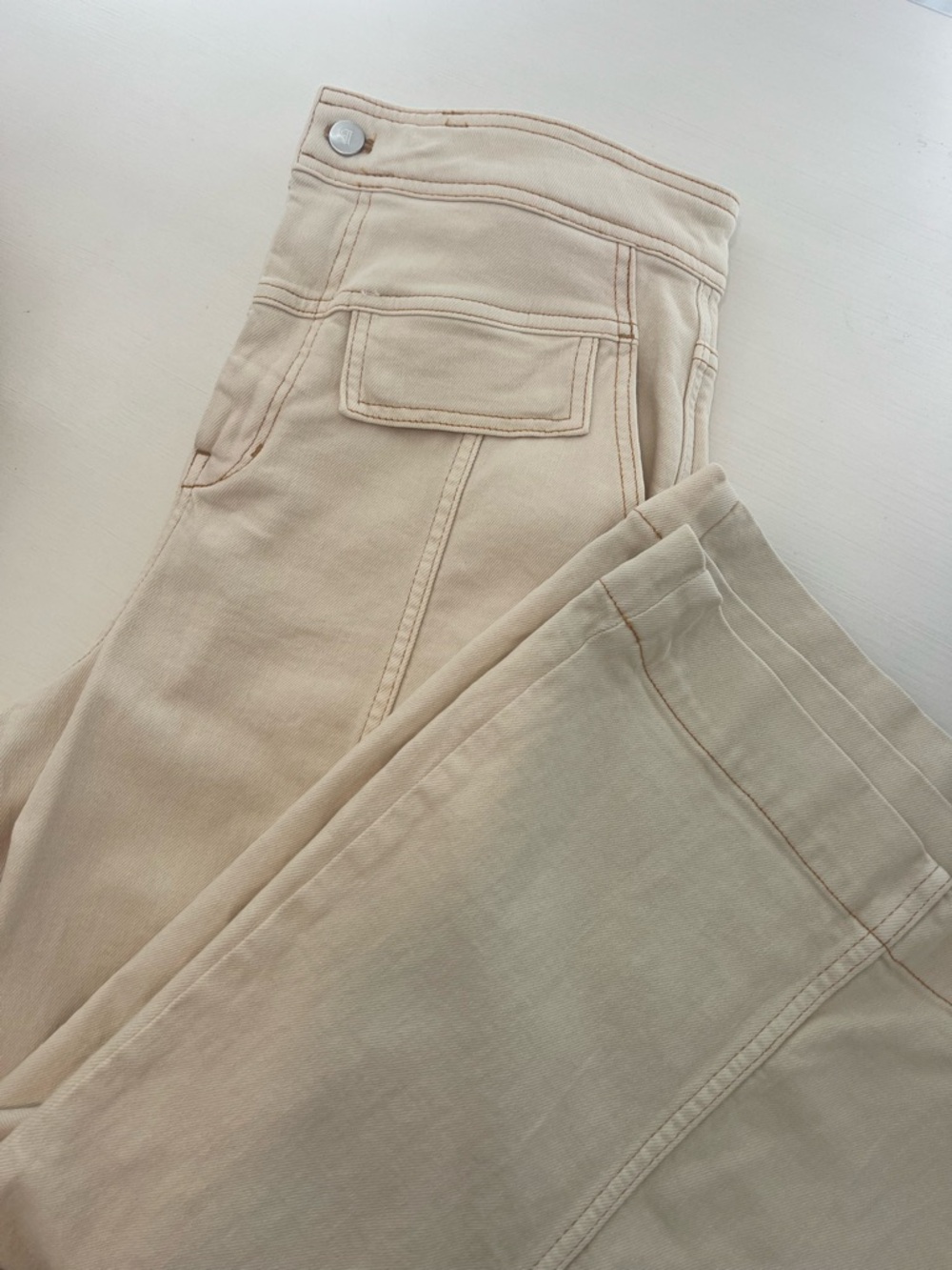 Pilcro High-Rise Wide-Leg Pants in Cream